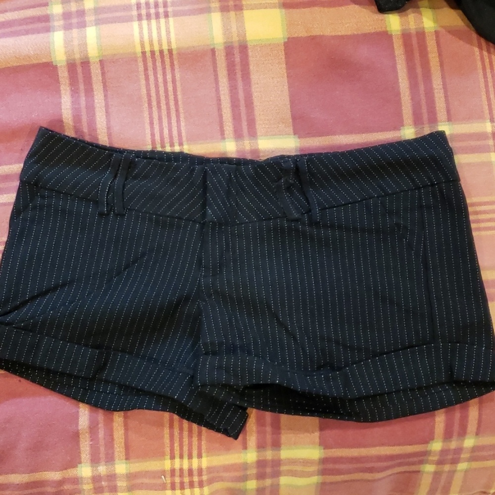 Black Pinstripe Shorts
